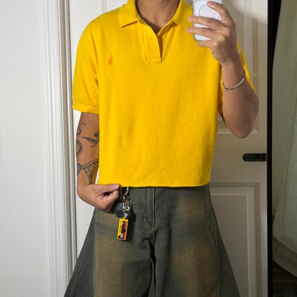 y2k vintage polo ralph lauren cropped button up polo shirt